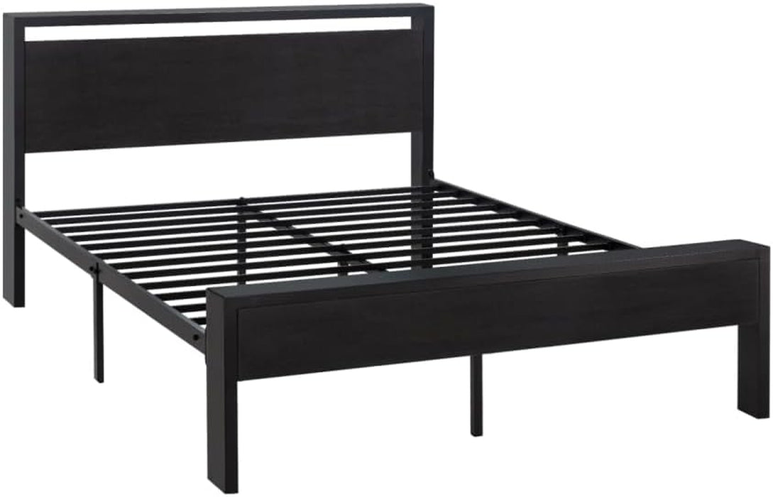 Queen Size Platform Bed Frame with Wooden Headboard and Footboard, Heavy Duty 12 Metal Slats Support, No Box Spring Needed, Under-Bed Storage, Noise Free, Easy Assembly, Black Oak