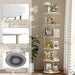 360° Rotating Bookshelf, Revolving Bookcase with Open Display Storage, round Book Shelf Tower, Freestanding Space Saving Vertical Storage Organizer for Living Room Bedroom, Corner Furniture