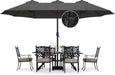 15FT Double-Sided Rectangle Patio Umbrella with Base, Dark Gray