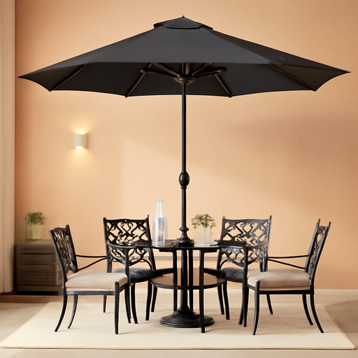 15FT Double-Sided Rectangle Patio Umbrella with Base, Dark Gray