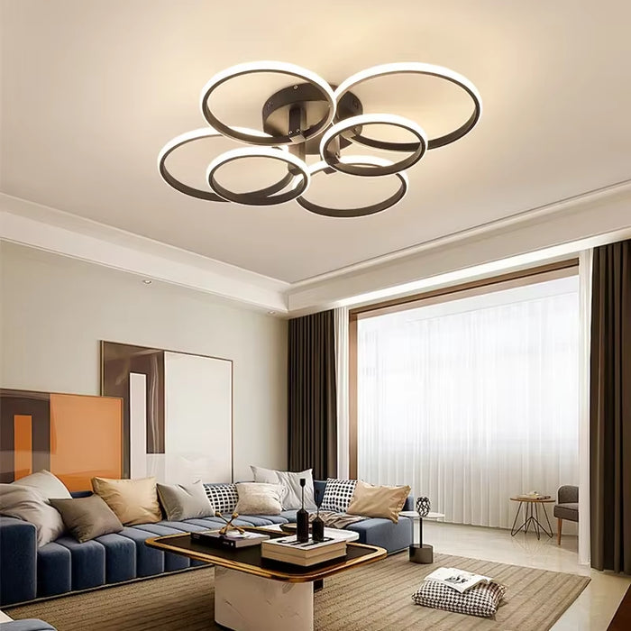 Gleam Circle Rings Modern Chandelier Led Lamp for Living Room Bedroom Study Room Matte Chandelier Fixture Ceiling Lights