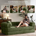 Green Convertible Sofa Bed With Removable Armrests