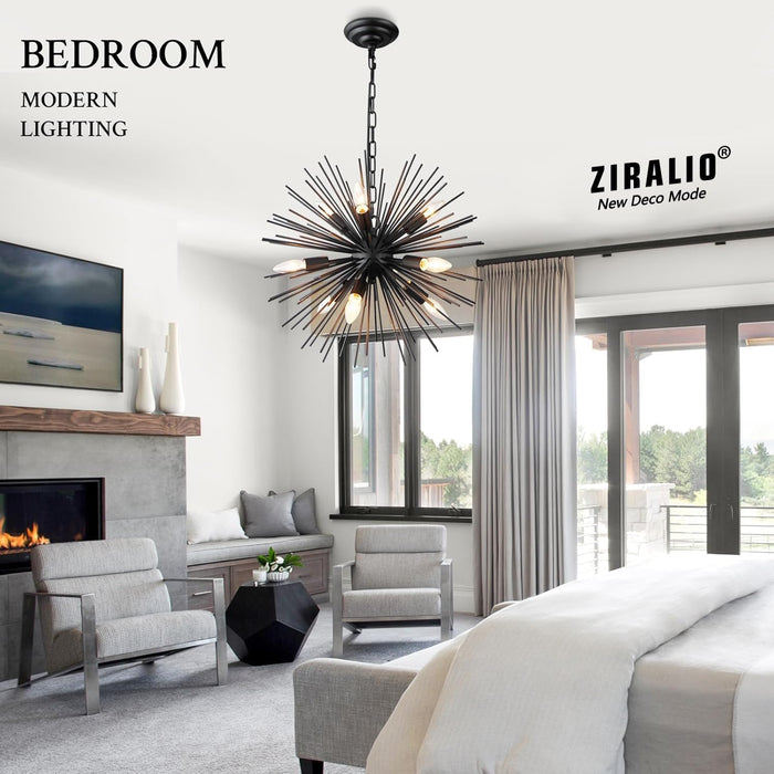 TwentyInch Black Sputnik Chandelier Luxurious Nine Light