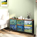 6 Drawer Dresser for Bedroom Van Gogh Chest of Drawers Wide TV Stands Fabric Storage Drawer Unit for Living Room Entryway Closet Sturdy Steel Frame Wood Top