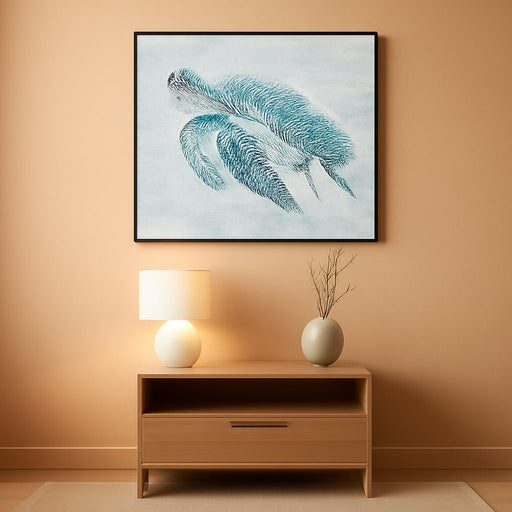 Sea Turtle Canvas Wall Art - Modern Hand Painted Teal Ocean Animal Artwork