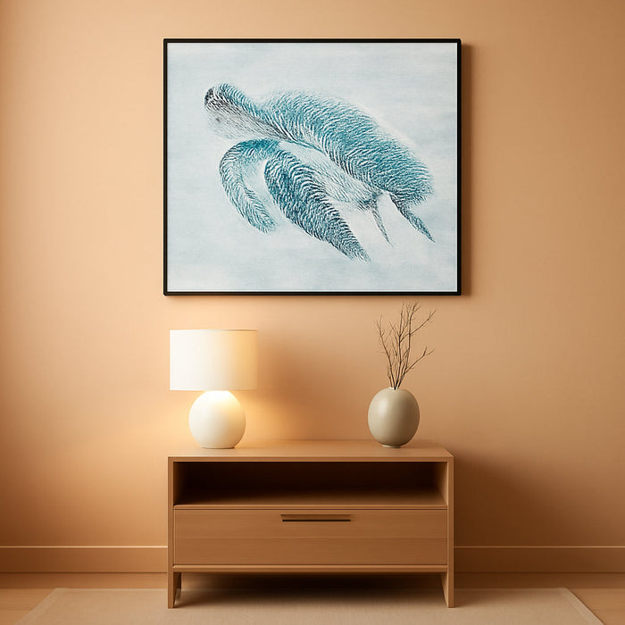 Sea Turtle Canvas Wall Art - Modern Hand Painted Teal Ocean Animal Artwork