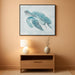 Sea Turtle Canvas Wall Art - Modern Hand Painted Teal Ocean Animal Artwork