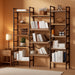 Bookshelf, 5-Tier Triple Wide Industrial Etagere with Baffles | 5-Tier Triple Wide Bookshelf, 72 8". 14 Baffled Shelves. Adjustable Center. Industrial MDF, Iron. 33 Lb per Shelf. Anti-Tip.