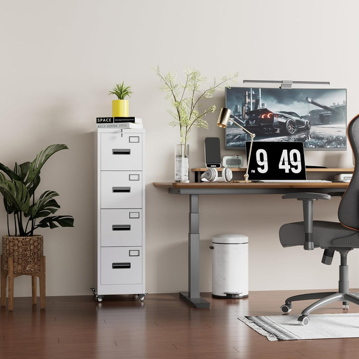 White IndustrialGrade 4 Drawer File Cabinet Lockable