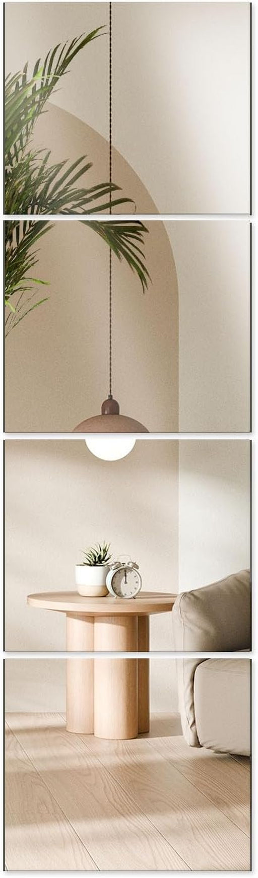 Four 14x12 Shatterproof Wall Mirror Tiles Adhesive