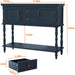 Console Table with 2 Drawers, Retro Entryway Table with 2 Door Cabinets and Open Storage Shelf, Narrow Long behind Couch Sofa Table for Living Room, Foyer, Hallway, Blue