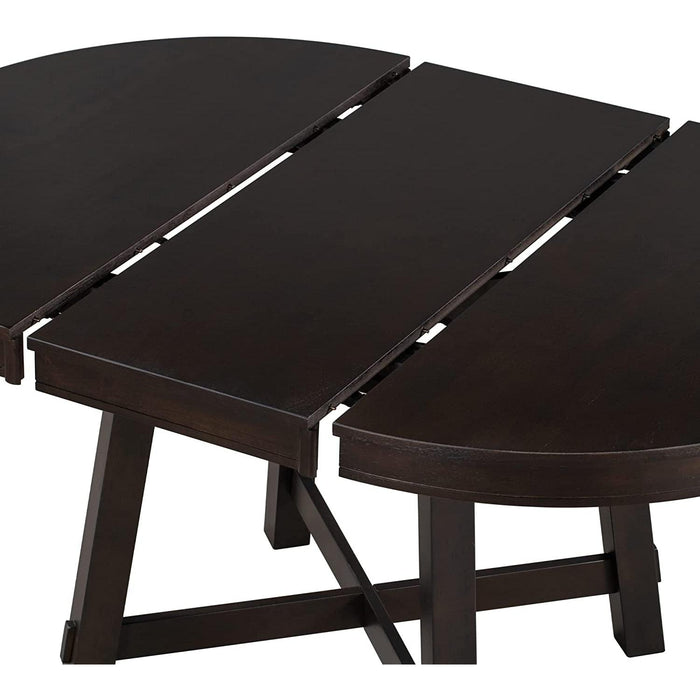 Espresso Extendable Farmhouse round Wood Table