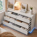 White 6 Drawer Dresser with Led Light and Charging Station for Bedroom