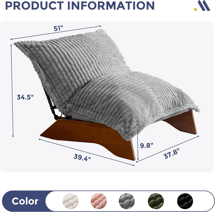 Grey Adjustable 3-Position Bean Bag Chair with Cover