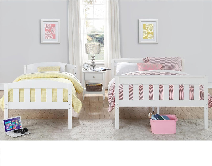 Airlie Twin over Full Bunk Bed, White, Wood Construction, Converts to Twin/Full, 4-Step Ladder, Guard Rails