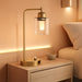 Industrial Table Lamps for Bedroom Set of 2 - Fully Dimmable Bedside Lamps with USB Ports and Outlet, Gold Nightstand Lamps with Clear Glass Shade for Living Room, Desk Lamps for Office Reading