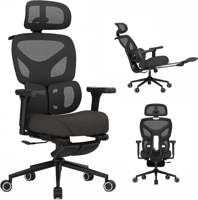 Ergonomic Office Chair with Dual-Lumbar Support, 3D Armrests