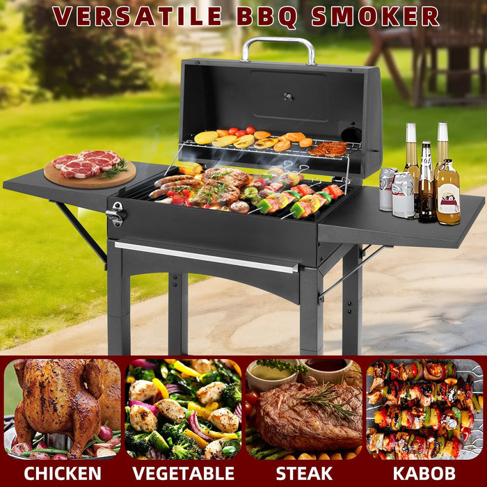 Charcoal Grills Outdoor BBQ Grill with 2 Side Table,Barbecue Grill Smoker with 343 Sq.In.Cooking Area for Outdoor Cooking Backyard Camping Picnics Beach by