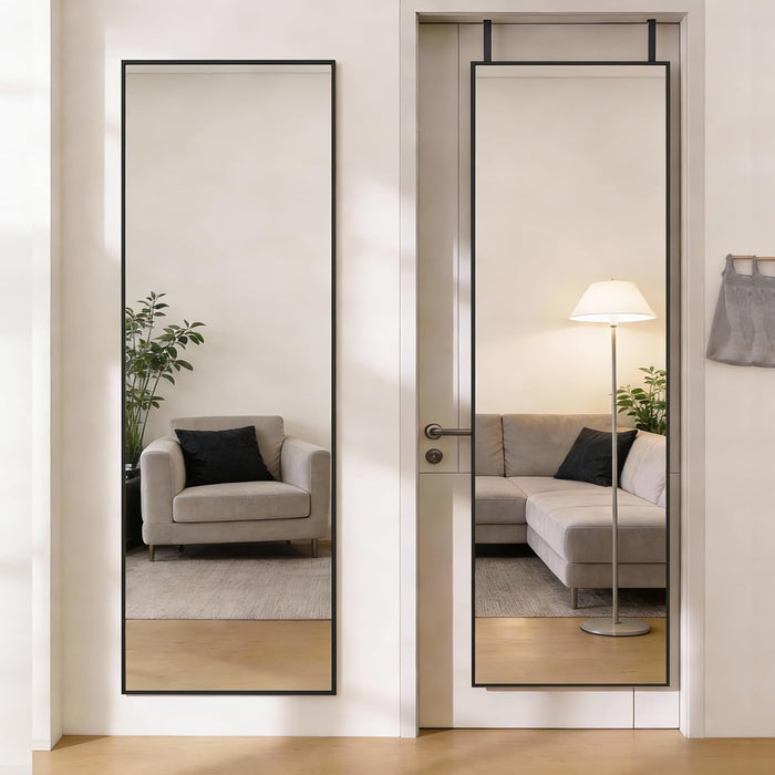 47"X14" Full Length Door Mirror, Full Body Mirror, Black