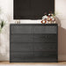 Black Fluted 8 Drawer Dresser for Bedroom, Curved Edge, 50" Wide