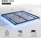 King Size Floating Bed Frame, Metal Platform, with LED Light and Charging Station, No Box Spring Needed, Noise-Free, Easy Assembly