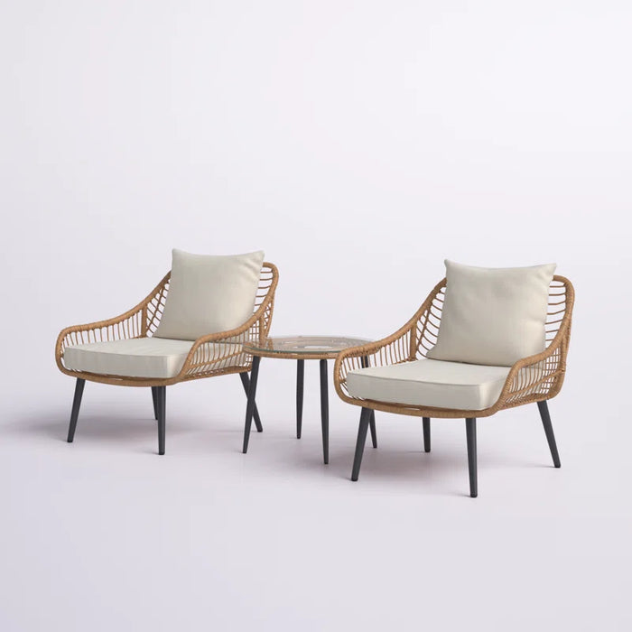 Aiello 3 Piece Rattan Seating Group with Cushions