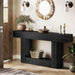 63" Console Table, Farmhouse 2-Tier Entryway Table with U-Shaped Base, Narrow Long Wood Sofa Table behind Couch Table for Living Room, Hallway, Foyer, Black