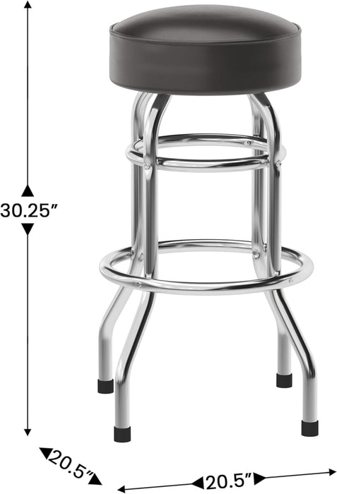 Bruno 2 Pack Double Ring Chrome Barstool with Dark Brown Seat