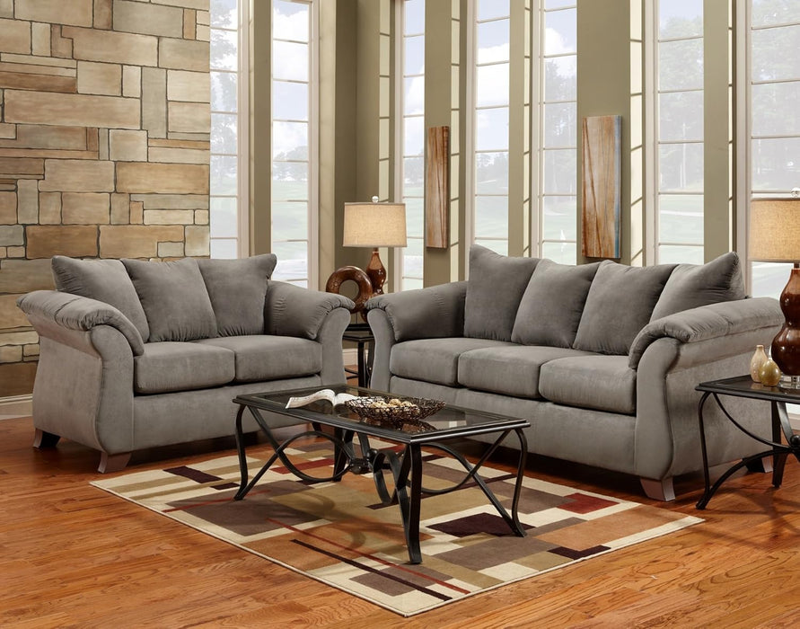 Aruca Sensations Microfiber Gray Sofa Loveseat Set