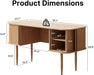 55" Modern Writing Desk with Storage, Wood Home Office Desk with Sliding Doors, Computer Desk for Home Office, Dorm, Living Room, Home Study Table, Natural