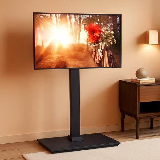 Floor TV Stand with Mount for 32-70 Inch Tvs up to 88Lbs, Floor Standing TV Stand with 9 Height Adjustment, TV Swivel Stand for Living Room with Wood Base, Max VESA 400X400Mm, PGFS09