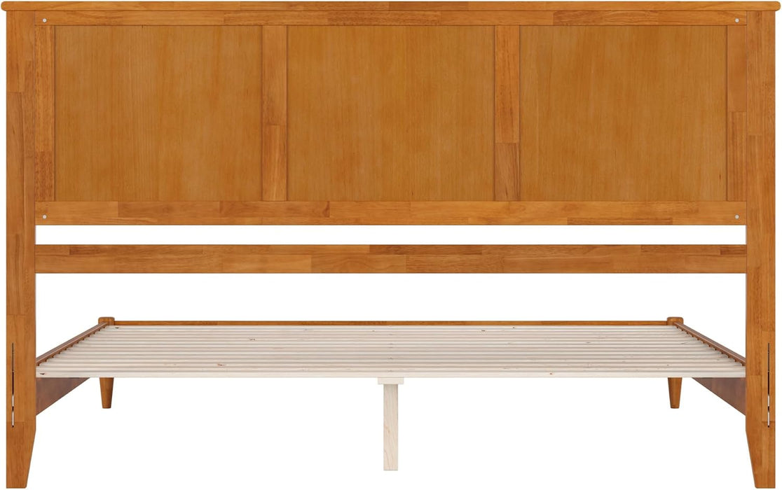 , Charlotte King Solid Wood Low Profile Platform Bed, Light Toffee
