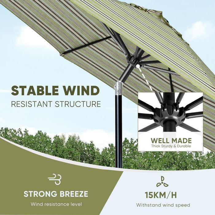 Patio Market Outdoor Table Umbrella with Push Button Tilt and Crank, Large Sun Umbrella with Sturdy Pole & Fade Resistant Canopy, Easy to Set