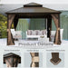 12x12 Ft WeatherproofHardtop Gazebo With Curtains Included