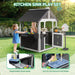 Kids Wooden Playhouse for Outdoor, Cottage with Sink, Picnic Table, Mailbox, Flowerpot Holders, Age 3-8 (Gray&White)
