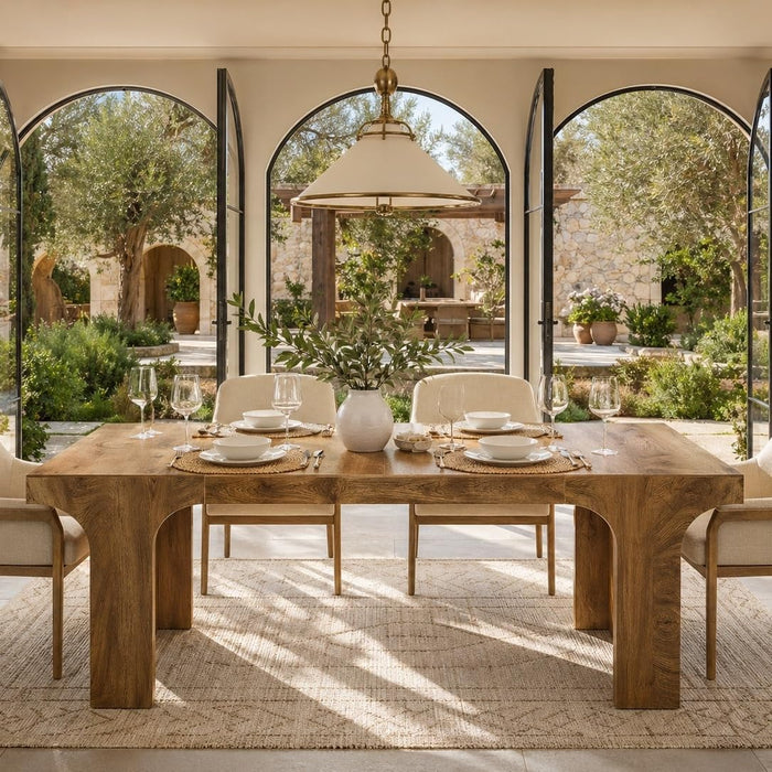70.9Inches PremiumHandcrafted Wood Dining Table Arched Legs