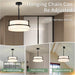 PureWhite Linen Drum Pendant Chandelier 15.7Inch Wide