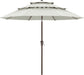 11Ft 3 Tiers Market Umbrella, Outdoor Table Umbrella for for Patio, Deck, Backyard (Light Beige)