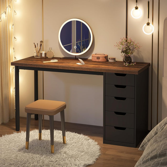 Industrial Rustic Brown FortySevenInch Computer Desk Storage