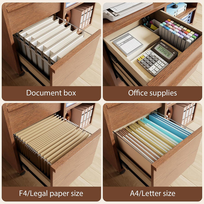 Premium Solid Walnut Three Drawer Lockable Cabinet