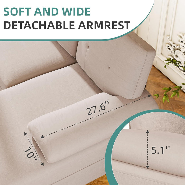 Sectional Sofa Couches for Living Room, U Shaped Sofa Living Room Furniture Sets, 4 Seat U Shaped Sofa Sectional Couch with Chaise, Dark Beige