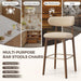 Counter Height Bar Stools, Solid Wood Barstools,30.5" Set of 3 | Curved Back & Metal Footrest,Premium Fabric Upholstered Mid Century Modern Bar-Chairs for Kitchen Island, Oatmeal