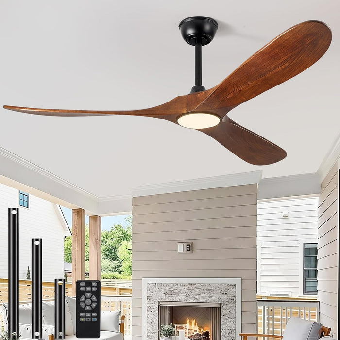 60 Inch Wooden Ceiling Fan Dimmable Lighting