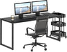 55 Inch Black Computer Desk PowderCoatedSteel Frame