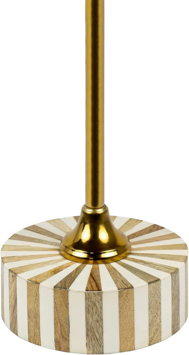 END1004A Calix 23.5" Contemporary Minimalist Metal/Resin round End Table, Light Brown/White Drink Table for Living Room, Bedroom, Office, Bathroom