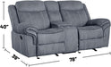 Gray Velvet Recliner Loveseat with USB