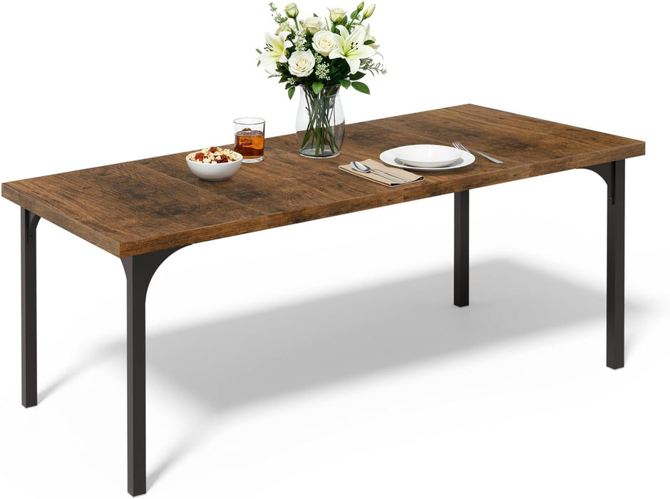SeventyPointEight Inch Rustic Brown Farmhouse Dining Table
