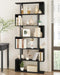 S Shaped Bookshelf, Modern Geometric Bookcase, 6-Tier Black Display Case Book Shelf