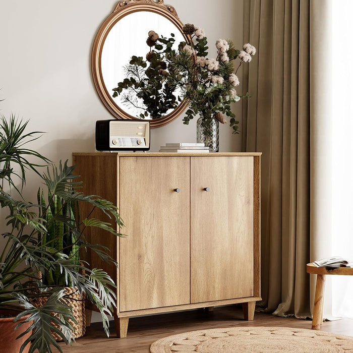 Sideboards Buffet Cabinet Wide Credenza Buffet Table with Adjustable Shelf, Modern Kitchen Accent Cabinet with Storage Compartments for Dining Room Living Room, Hallway, Oak Brown