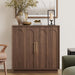 31.5" Sideboard Buffet Cabinet with Storage, Walnut | Modular Media Console, Mid Century Modern Credenza with Arched Doors for Living Room Kitchen Dining Room Entryway
